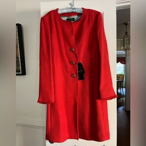 Escada fabulous pomegranate coat w/edgy unfinished trim-well structured coat!